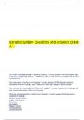    Bariatric surgery questions and answers grade A+.