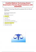 SCIENCE 01 Unedited Medical Technology Board Examination Review Recall Questions with ANSWERS SCIENCE 01 Unedited Medical Technology Board Examination Review Recall Questions with ANSWERS SCIENCE 01 Unedited Medical Technology Board Examination Review Rec