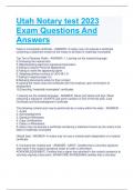 Utah Notary test 2023 Exam Questions And Answers 