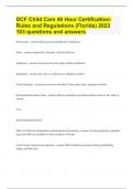 DCF Child Care 40 Hour Certification- Rules and Regulations (Florida) 2023 |103 questions and answers