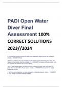 PADI Open Water  Diver Final  Assessment 100%  CORRECT SOLUTIONS  2023//2024