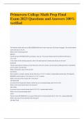 Primavera College Math Prep Final Exam 2023 Questions and Answers 100% verified