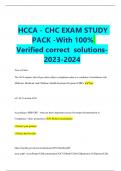 HCCA - CHC EXAM STUDY PACK -With 100% Verified correct solutions2023-2024