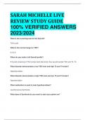 SARAH MICHELLE LIVE REVIEW STUDY GUIDE 100% VERIFIED ANSWERS 2023/2024 
