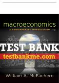 Test Bank For Macroeconomics: A Contemporary Introduction - 11th - 2017 All Chapters - 9781305505490