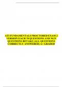 ATI RN FUNDAMENTALS PROCTORED EXAM 2 VERSION EACH 70 QUESTIONS AND NGN QUESTIONS RETAKE 2023/2024 (ALL QUESTIONS CORRECTLY ANSWERED) A+ GRADED