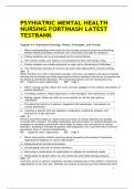 PSYCHIATRIC MENTAL HEALTH NURSING FORTINASH LATEST TESTBANK 