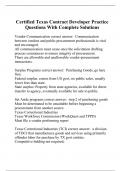 Certified Texas Contract Developer Practice Questions With Complete Solutions