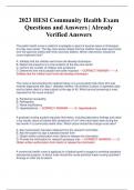 2023 HESI Community Health Exam Questions and Answers | Already Verified Answers