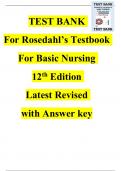 Textbook of Basic Nursing 12th Edition Rosdahl Test Bank