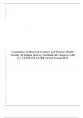 Foundations of Maternal-Newborn and Women's Health Nursing 8th Edition Murray Test Bank All Chapters (1-28) |A+ ULTIMATE GUIDE Newest Version 2023