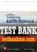 Test Bank For Exploring Earth Science, 3rd Edition All Chapters - 9781260722222