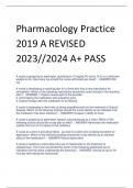 Pharmacology Practice  2019 A REVISED  2023//2024 A+ PASS