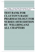 	Test Bank - Clayton’s Basic Pharmacology for Nurses, 18th edition (Willihnganz, 2023), Chapter 1-48 | All Chapters