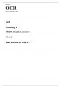 OCR AS Level Chemistry A H032/01 JUNE 2023 MARK SCHEME: Breadth in chemistry