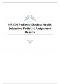 NR 509 Pediatric Shadow Health Subjective Pediatric Assignment Results.