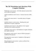 Bio 202 Metabolism quiz Questions With Complete Solutions