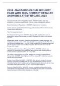 PACKAGE DEAL FOR WGU C838 MANAGING CLOUD SECURITY 2023-2024 PRE-ASSESMENT QUESTIONS AND ANSWERS ALREADY GRADED A+