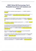 NEW!!! Relias RN Pharmacology Test A  Relias2023Actual Exam with Questions and  Answers what medication is a leukotriene receptor antagonist? ---------CORRECT ANSWER ----- Montelukast Which statement made by a person regarding hydrochlorothiazide (HCTZ) i