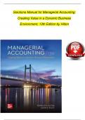 TEST BANK and SOLUTION MANUAL for Managerial Accounting: Creating Value in a Dynamic Business Environment, 13th Edition by Hilton | Verified Chapters 1 - 17 each | Complete Newest Version