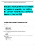 Solution manual for introduction  to business analytics 1st edition by vernon richardson and marcia Watson -latest-2023