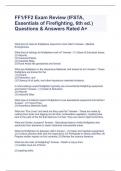 FF1/FF2 Exam Review (IFSTA, Essentials of Firefighting, 6th ed.) Questions & Answers Rated A+