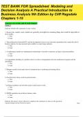 TEST BANK FOR Spreadsheet Modeling and Decision Analysis A Practical Introduction to Business Analysis 9th Edition by Cliff Ragsdale Chapters 1-15