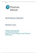 Pearson Edexcel GCE In Chemistry (8CH0) Paper 01 MARK SCHEME (Results) Summer 2023: Core Inorganic and Physical Chemistry