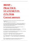 BRMP - PRACTICE STATEMENTS (YN) With Correct answers