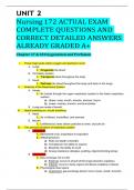 Nursing 172 ACTUAL EXAM COMPLETE QUESTIONS AND CORRECT DETAILED ANSWERS ALREADY GRADED A+ 