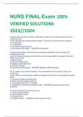 NURS FINAL Exam 100%  VERIFIED SOLUTIONS  2023//2024