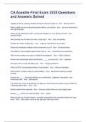 CA Aceable Final Exam 2023 Questions and Answers Solved   Inability to focus, yawning, drifting between lanes are signs of   Ans-   drowsy driving  When pulled over by a law enforcement officer, you should   Ans-   pull over and stop in the right shoulder