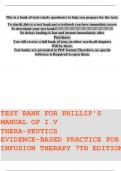 TEST BANK For Phillips’s Manual of I.V. Therapeutics; Evidence-Based Practice for Infusion Therapy 8th Edition Lisa Gorski | Complete Chapter's | 100 % Verified