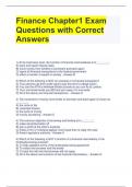 Finance Chapter1 Exam Questions with Correct Answers 