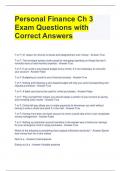 Personal Finance Ch 3 Exam Questions with Correct Answers 