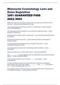 Minnesota Cosmetology Laws and  Rules Regulation 100% GUARANTEED PASS  2023/2024