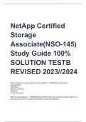 NetApp Certified  Storage  Associate(NSO-145)  Study Guide 100%  SOLUTION TESTB  REVISED 2023//2024