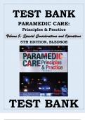 Test Bank Paramedic Care: Principles & Practice V.5, 5e (Bledsoe) Volume 5: Special Considerations and Operations