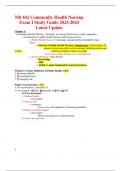 NR 442 Community Health Nursing Exam I Study Guide 2023-2024 Latest Update