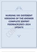 NURSING 595 DIFFERENT  VERSIONS OF THE ANSWER COMPLETE (EXPERT FEEDBACK)2023-2024 UPDATE