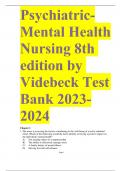 Psychiatric-Mental Health Nursing 8th edition by Videbeck Test Bank 2023-2024