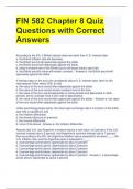 FIN 582 Chapter 8 Quiz Questions with Correct Answers 