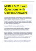 MGMT 582 Exam Questions with Correct Answers 