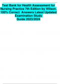 Test Bank for Health Assessment for Nursing Practice 7th Edition by Wilson. 100% Correct Answers Latest Updated  Examination Study Guide 2023/2024