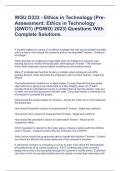 WGU D333 - Ethics in Technology (Pre-Assessment: Ethics in Technology (GWO1) (PGWO) 2023) Questions With Complete Solutions.