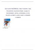 TEST BANK MATERNAL CHILD NURSING CARE, 7TH EDITION, SHANNON PERRY, MARILYN HOCKENBERRY, DEITRA LOWDERMILK, DAVID WILSON, KATHRYN ALDEN, MARY CATHERINE CASHION Latest Verified Review 2023 Practice Questions and Answers for Exam Preparation, 100% Correct wi