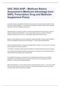 UHC 2024 AHIP - Medicare Basics Assessment (Medicare Advantage [non-SNP], Prescription Drug and Medicare Supplement Plans)2023 passed