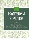 NR 504 Leadership And Nursing Practice Role Development Week 7 PROFESSIONAL COALITION Latest Verified Review 2023 Practice Questions and Answers for Exam Preparation, 100% Correct with Explanations, Highly Recommended, Download to Score A+