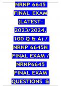 NRNP 6645 FINAL EXAM (LATEST- 2023/2024, 100 Q & A) / NRNP 6645N FINAL EXAM / NRNP6645 FINAL EXAM QUESTIONS & ANSWERS