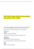  2020 CNA Practice Written Exam questions and answers 100% verified.